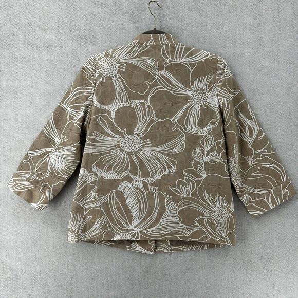 Susan Graver Blazer Jacket Womens SMALL 3/4 Sleeve‎ Floral Cotton Shell Buttons - Picture 2 of 14